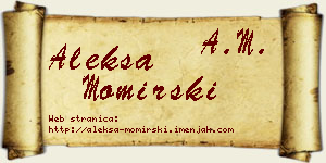 Aleksa Momirski vizit kartica